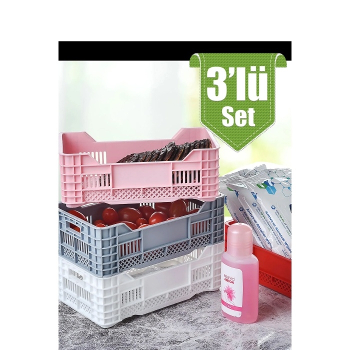 Kasa%20Sepet%203’lü%20Set%20Çok%20Amaçlı%20Mini%20Plastik%20Organizer%20Mutfak%20Düzenleyiciler%2017x10x6%20cm