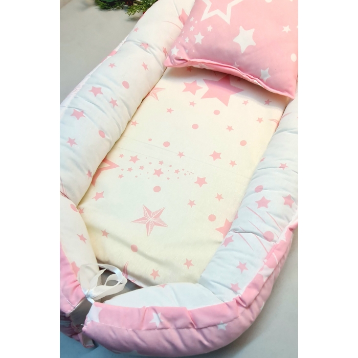 Babynest%20Yastıklı%20Çok%20Amaçlı%20Anne%20Yanı%20Minder%20Alt%20Açma%20Pembe%20Bebek%20Yatak