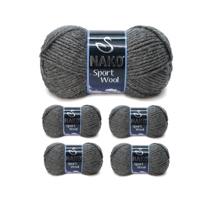 5%20Adet%20Sport%20Wool%20Atkı%20Bere%20Ceket%20Yelek%20Örgü%20İpi%20Yünü%20No:%20193%20Koyu%20Gri%20Melanj