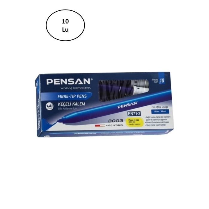 Pensan%20Keçeli%20Kalem%203003%20Ofis%20Tipi%20Mavi%2010’lu