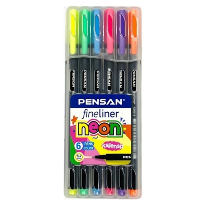 Pensan%20Fineliner%20Kalem%206Lı%20Neon%20Plastik%20Kutu