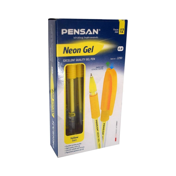 Pensan%20Neon%20Jel%20Kalem%20Sarı%201%20Mm%2012%20Li