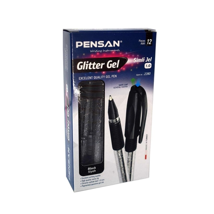 Pensan%20Glitter%20Simli%20Jel%20Kalem%201%20Mm%20Siyah%2012’li