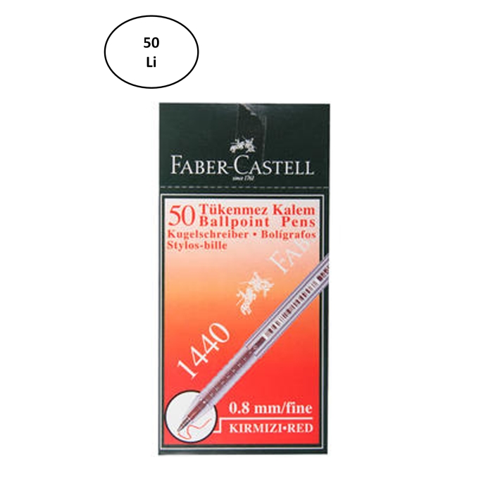 Faber%20Castell%20FC%201440%20Tükenmez%20Kalem%200.8%20Mm%2050’li%20Kırmızı