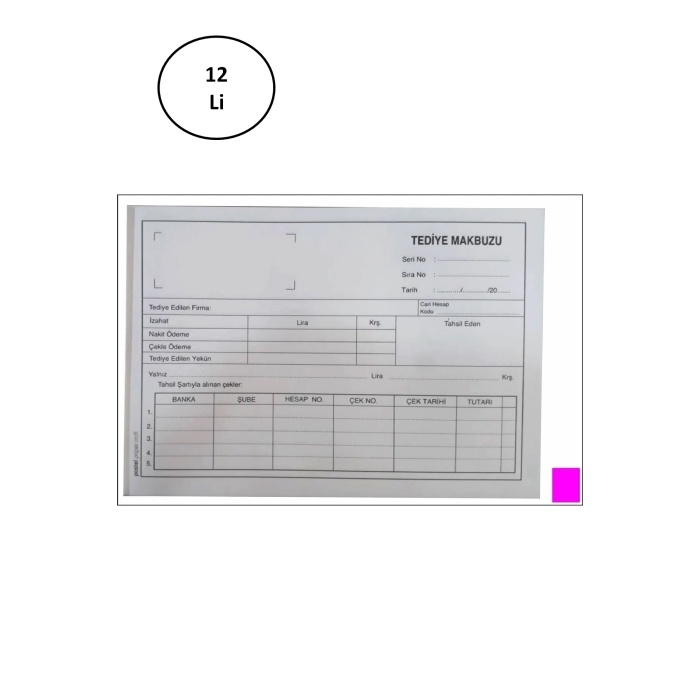 Pastel%20Tediye%20Makbuzu%2014x20%20Cm%20Boyutunda%20A5%20Otokopili%202%20Nüsha%2050%20Asıl%2050%20Suret%202/50%2012’li