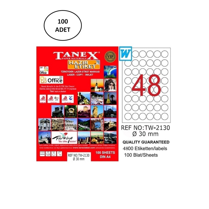 Tanex%20Tw-2130%20Lazer%20Etiket%20Yuvarlak%2030%20Mm%20100%20Lü