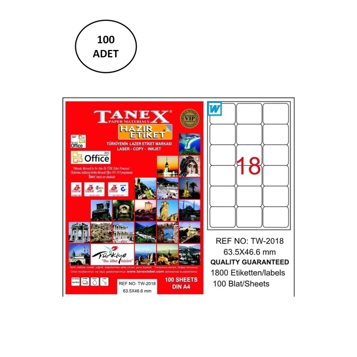 Tanex%20Tw-2018%20Lazer%20Etiket%2063X46%20Mm%20100%20Adet