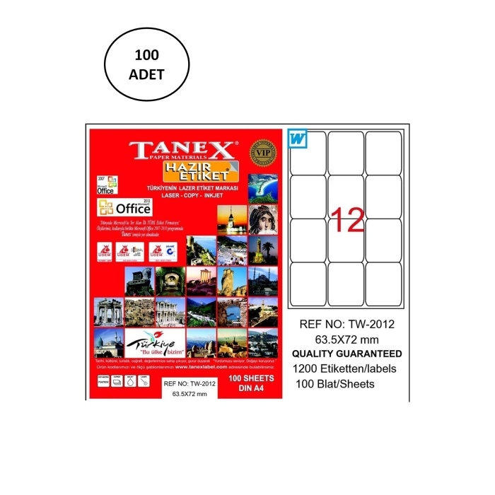 Tanex%20Tw-2012%20Lazer%20Etiket%2063X72%20Mm%20100%20Adet