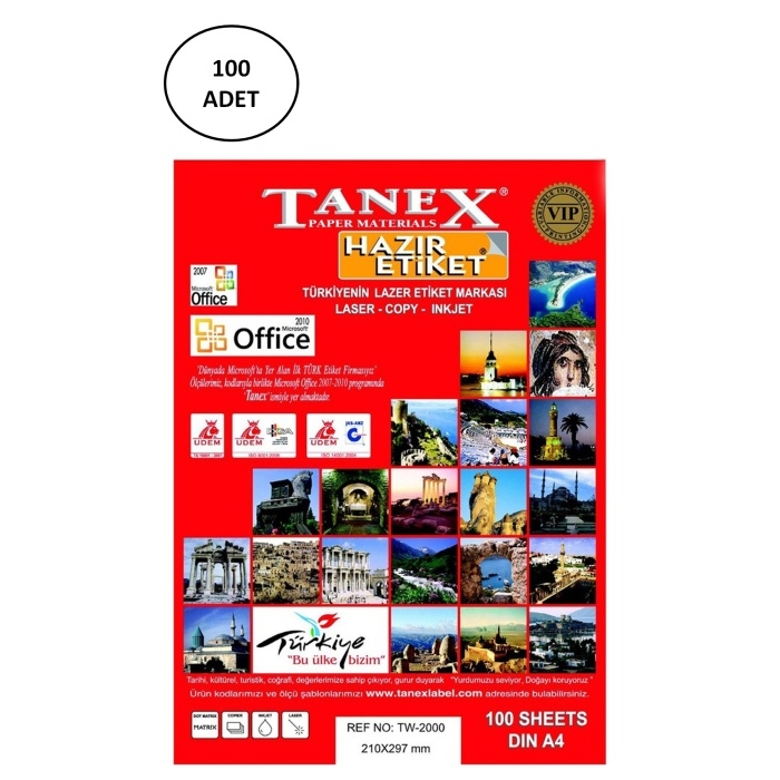 Tanex%20Tw-2000%20210X297%20Mm%20Lazer%20Etiket%20100%20Adet