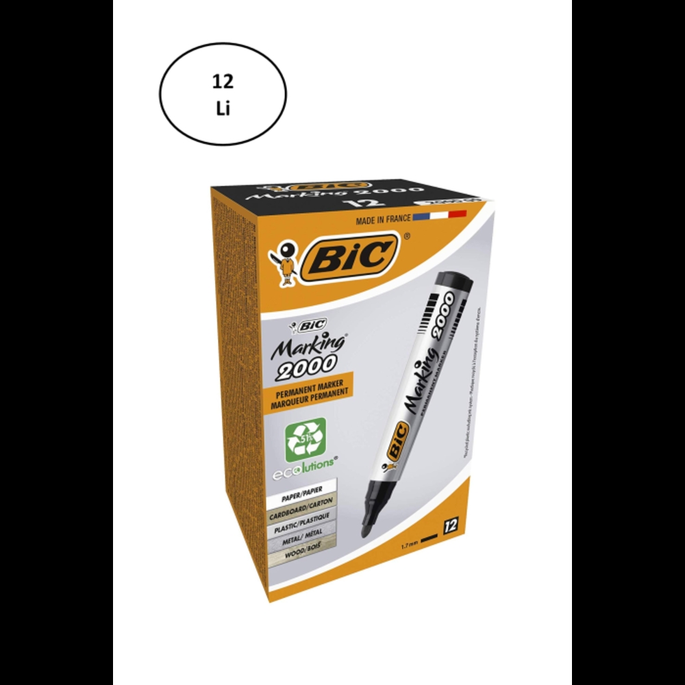 Bic%20Permanent%20Marker%202000%20Yuvarlak%20Uç%20Siyah%20Kalem%2012’li