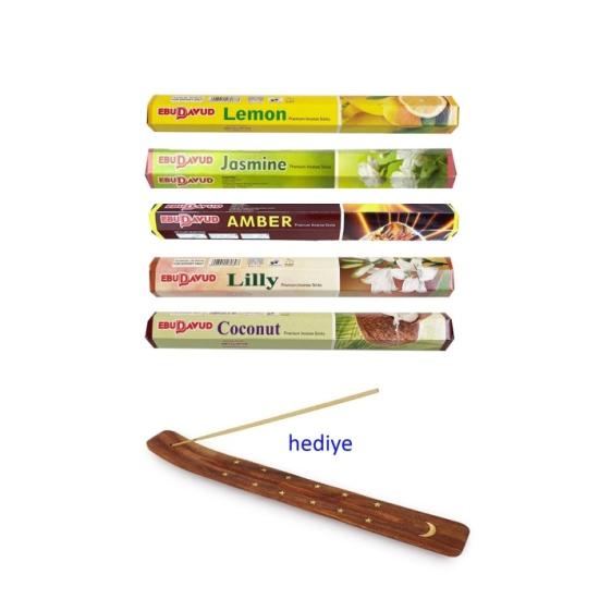 5-paket-20-cubuklu-tutsu-lemon-amber-lilly-jasmine-coconut-kayik-hediyeli