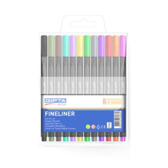 gipta-fineliner-kalem-0-4mm-pvc-blister-ucgen-12-renk