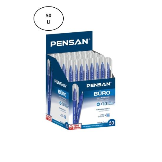 pensan-tukenmez-kalem-2270-buro-tipi-1-mm-mavi-50-li