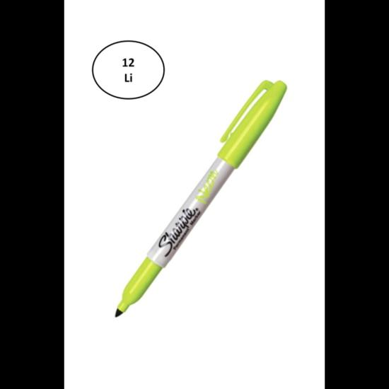 sharpie-markor-12-li-permanent-neon-fosforlu-yesil-12-li